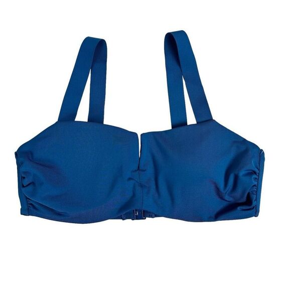 Athleta Square Neck V Bra Cup Bikini Top Dark Lapis Blue size 34 B/C NWOT - Picture 2 of 9